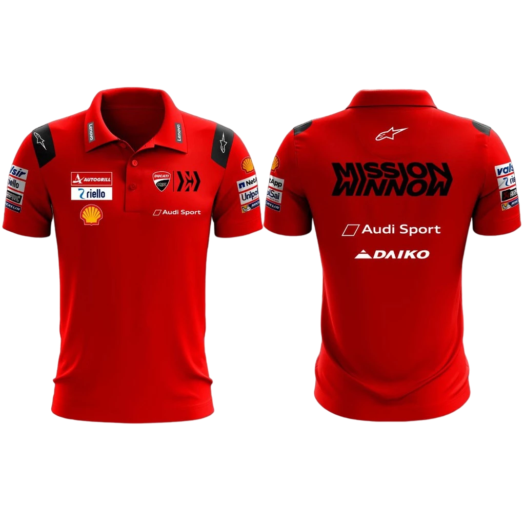 CAMISETA POLO MASCULINA MOTOGP EDIÇÃO DUCATI